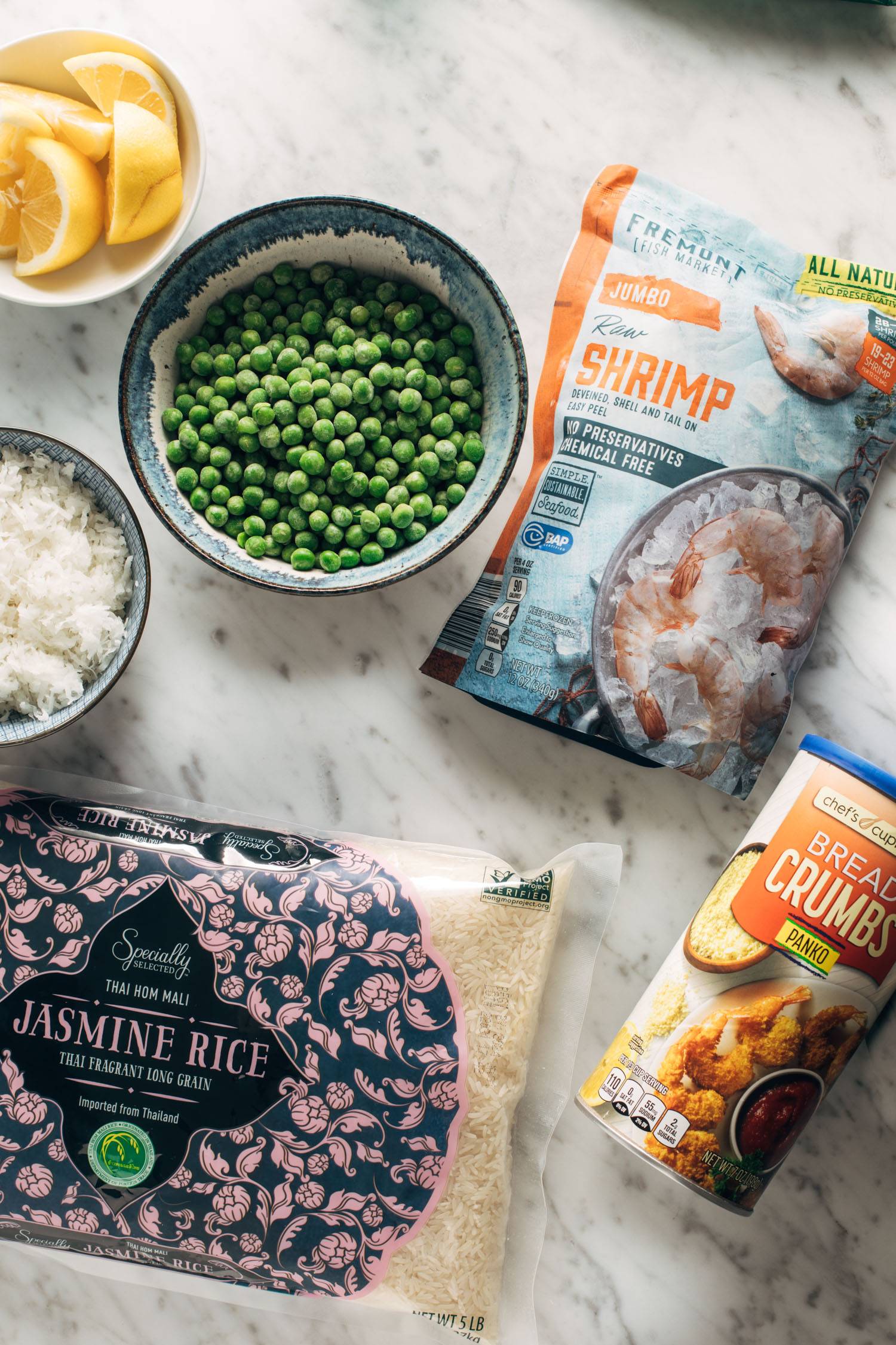 Ingredients for coconut shrimp